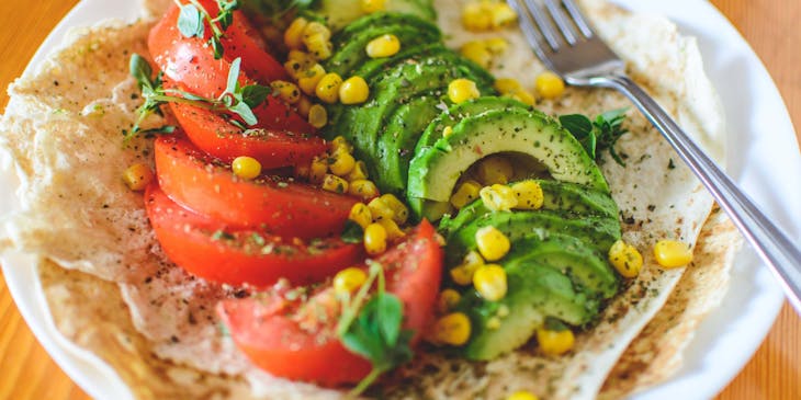 Tortilla with vegetables presented at a Latin American restaurant.