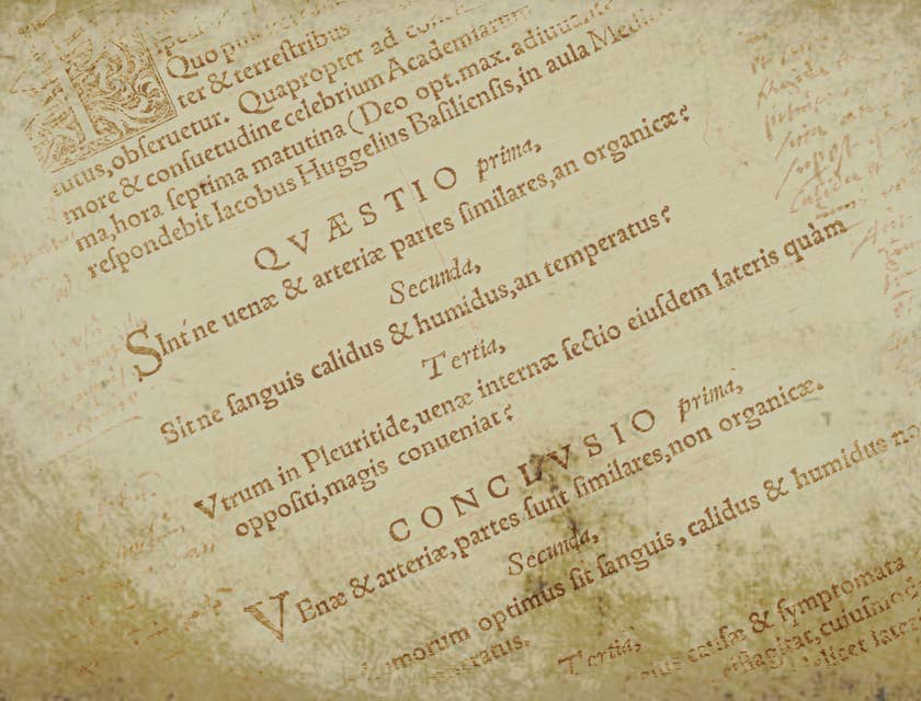 Page d'un vieux livre avec une écriture en latin.