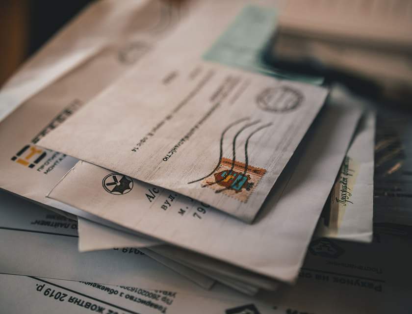 Des lettres en attente d'être envoyées dans une entreprise de messagerie.