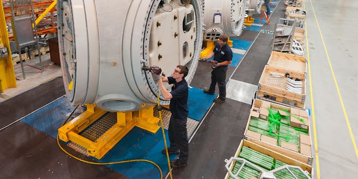 Workers in a manufacturing center
