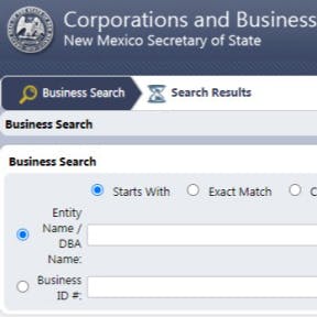 Go to the New Mexico Secretary of State (SOS) website.