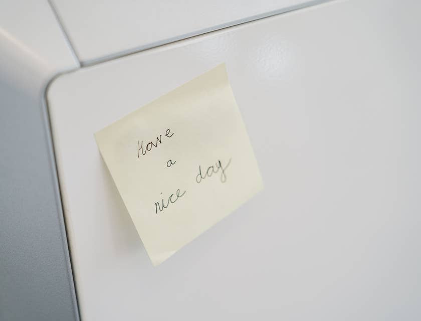 A nice Post-it note on the back of a computer screen.