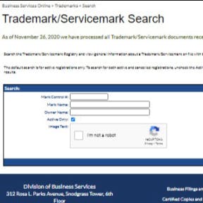 Perform trademark searches.