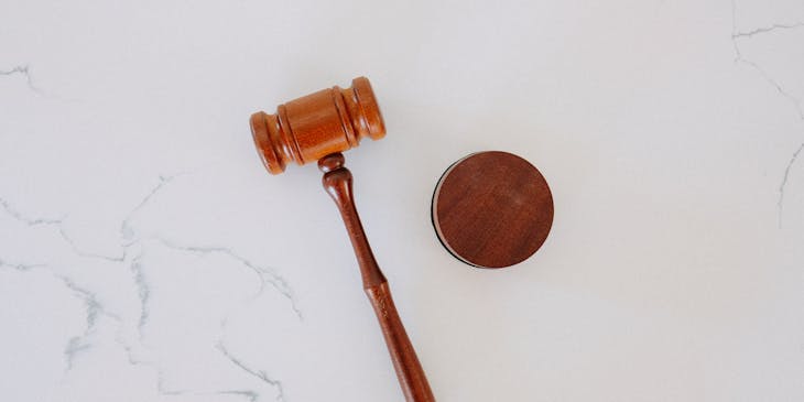 Judge's gavel on a table.