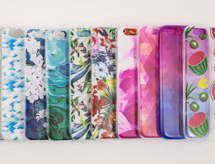 An assortment of phone cases.