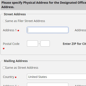 Provide a business address.