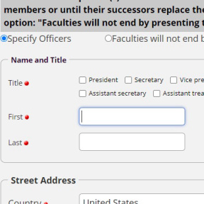 Provide officers' details.