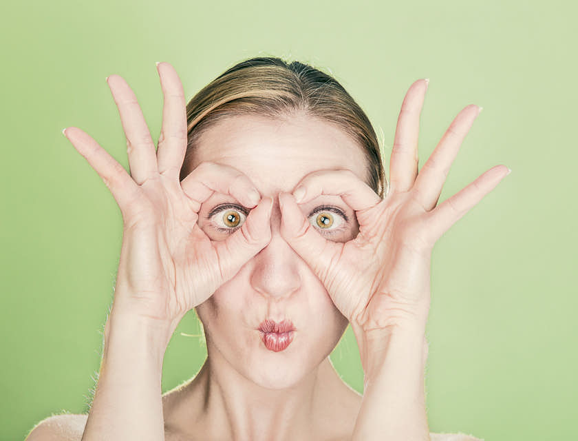 A woman pulling a quirky face.