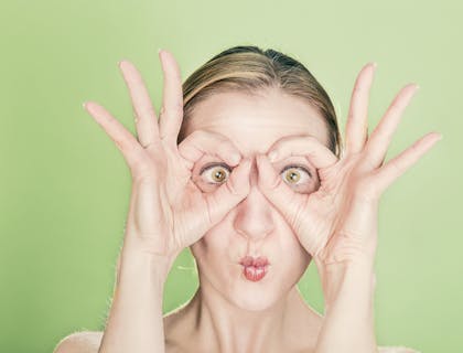 A woman pulling a quirky face.