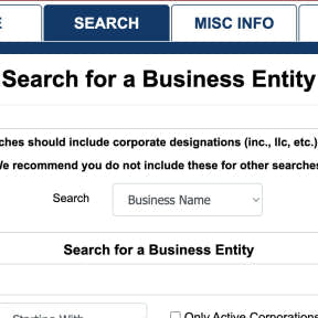 Utiliza la herramienta de búsqueda de negocios en línea de Missouri.