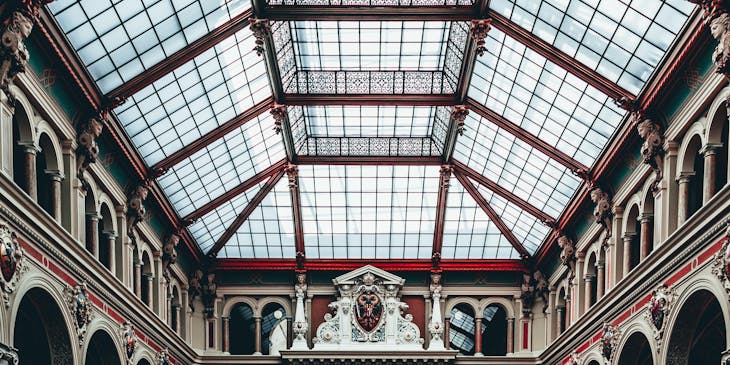 The regal interior of a royal palace.