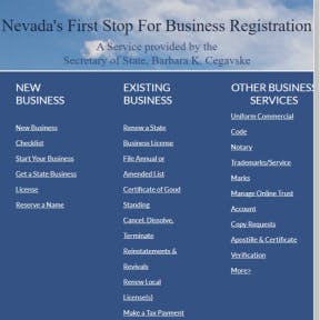 Register for a Nevada state business license.
