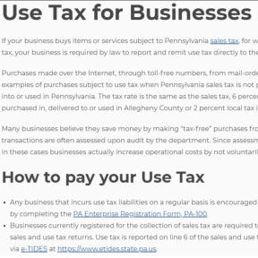 Register for Pennsylvania Sales and Use Tax.
