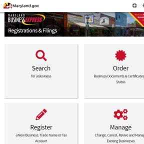 Registra tu empresa en Maryland.