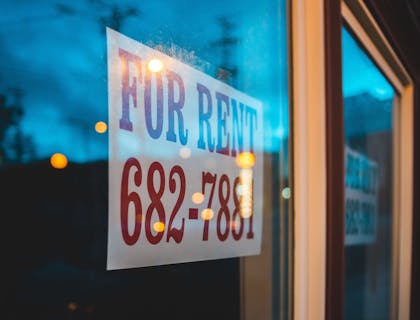 A rental property sign.