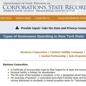 Review New York State formation options.