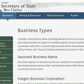 Review Oregon formation options.