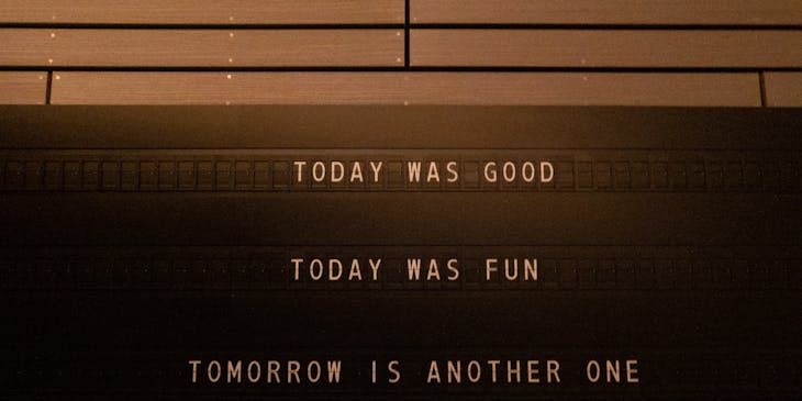 A rhyme about a good day written on a surface.