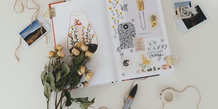 Scrapbook with flowers.