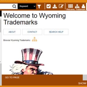 Busca en la biblioteca de marcas registradas de Wyoming.