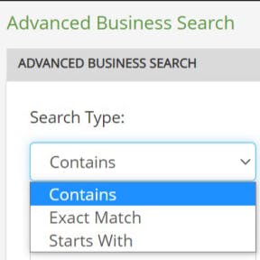 Select a search type.