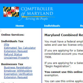 Establece las cuentas de impuestos y seguros de Maryland.