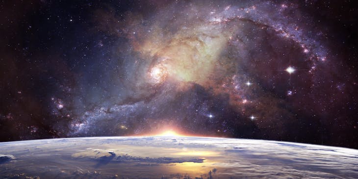 Outer space with various colors.