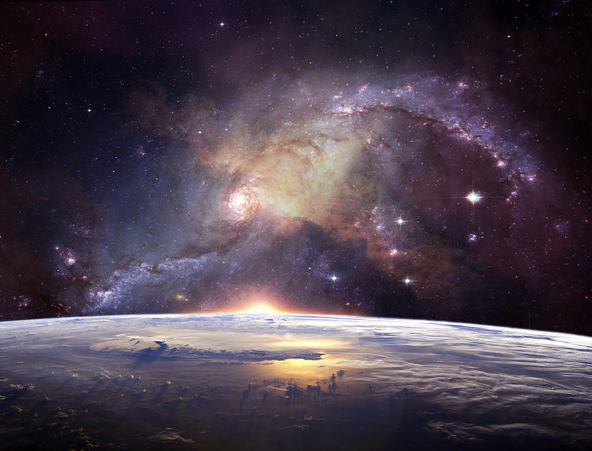Outer space with various colors.