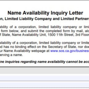 Submit the Name Availability Inquiry Letter.