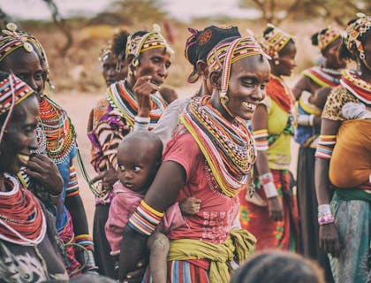 A group of Swahili-speaking people from a settlement in Kenya.