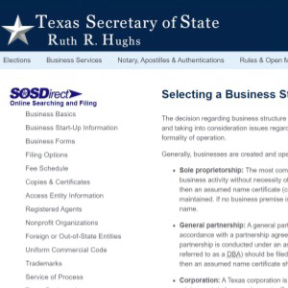 Revisa las opciones de formación de empresas de Texas.