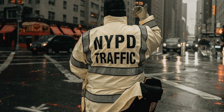 Traffic officer working on streets of New York.