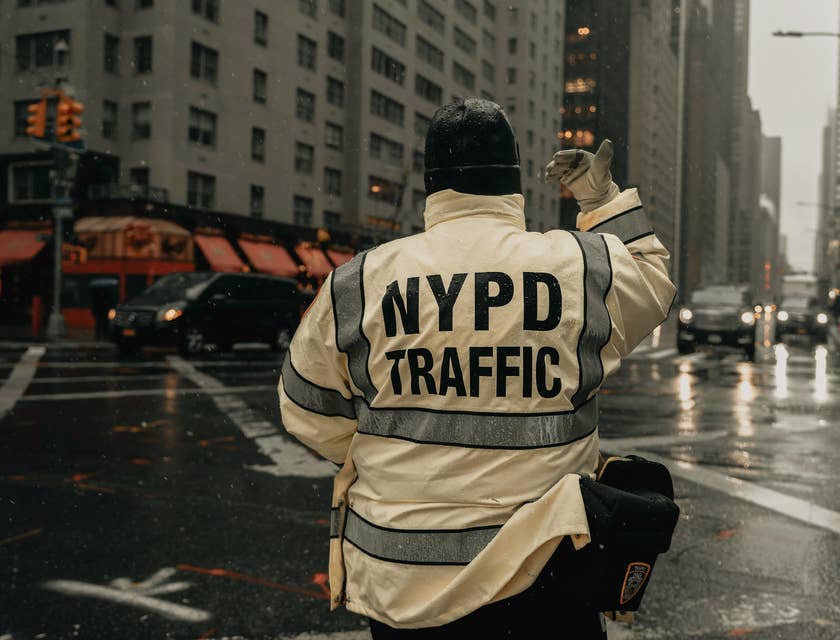 Traffic officer working on streets of New York.