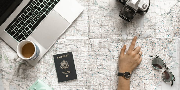 A woman planning for her travels.