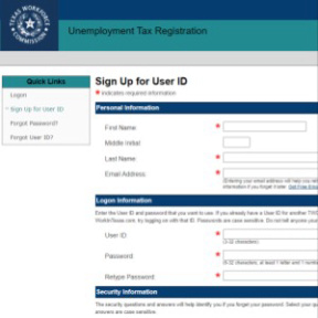 Crea una cuenta de impuesto de desempleo.