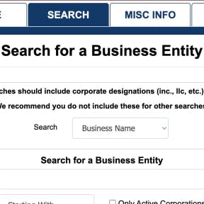 Use the Missouri online business search tool.