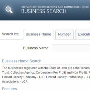 Go to the Utah Division of Corporations and Commercial Code website.