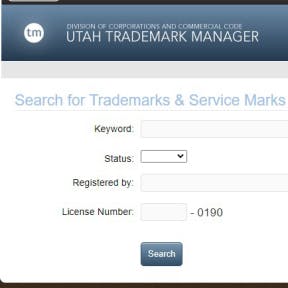 Search the Utah state trademark database.