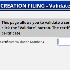 Validate your Certificate of Existence.