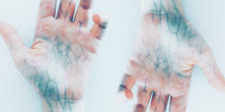 Two hands with blue veins.