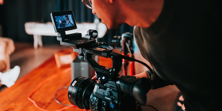 Videographer business recording scene for video.