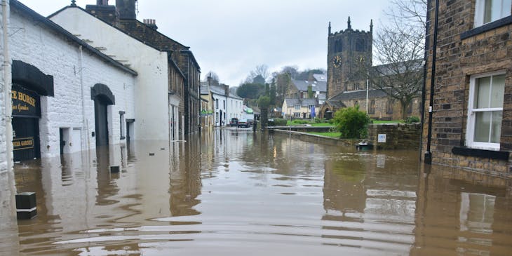 Water flooding homes.