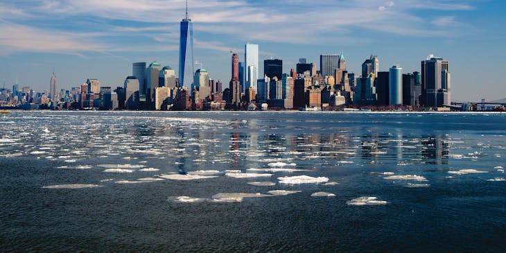 The New York skyline during the day.