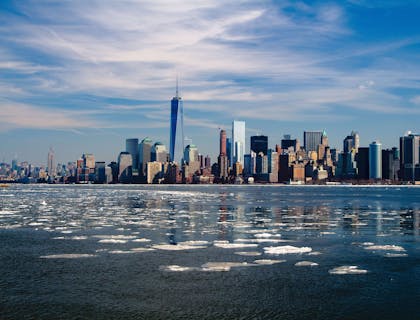 The New York skyline during the day.