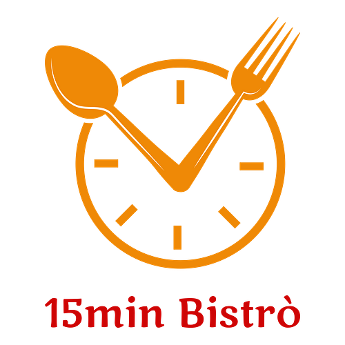 Un logo per un ristorante che si chiama 15min Bistrò.