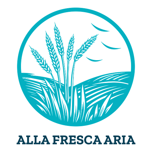 Un logo a tema agricoltura per un'azienda che si chiama Alla Fresca Aria.
