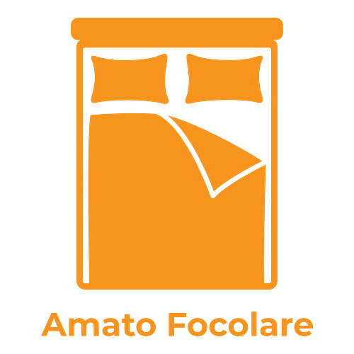 Un logo per un bed and breakfast che si chiama Amato Focolare.