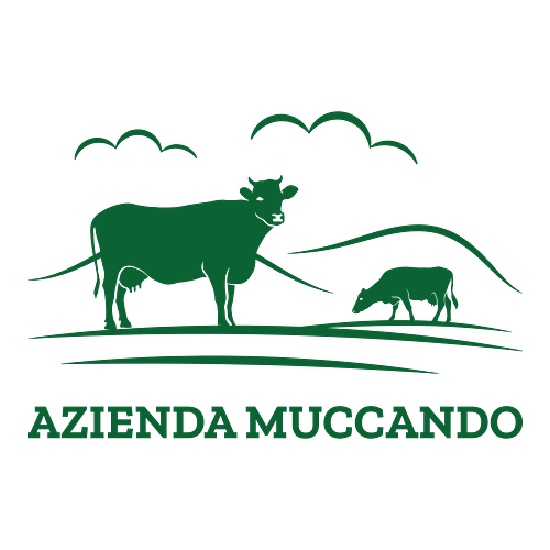 Un logo a tema agricoltura per un'azienda che si chiama Azienda Muccando.
