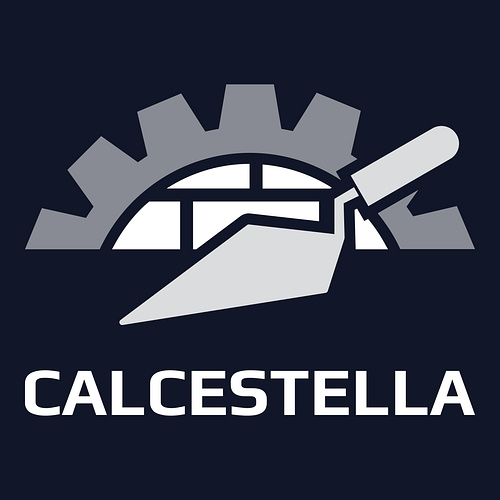 Un logo per un'impresa di costruzioni che si chiama Calcestella.