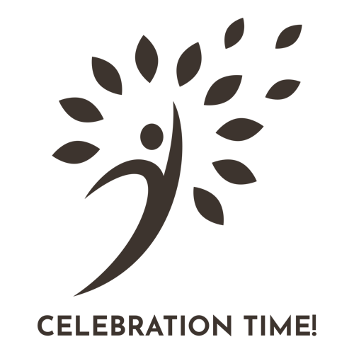 Logo de una empresa de organización de eventos llamada "Celebration Time!".